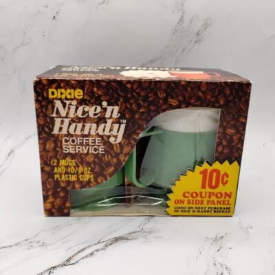 Vintage Dixie Nice n Handy Coffee Mugs Green Original Packaging Collectible Set