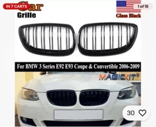 For BMW E92 E93 M3 328i 335i Coupe Pre-LCI Front Kidney Grill Grille Gloss Black
