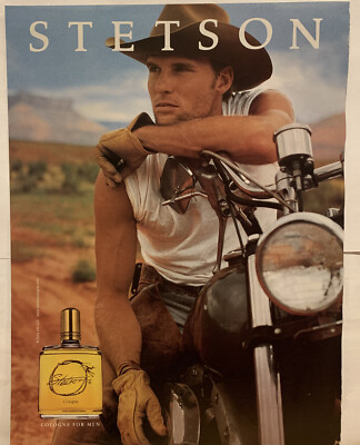 Stetson Cologne for Men Print Ad Vintage 2001 Magazine Advertisement Cowboy 