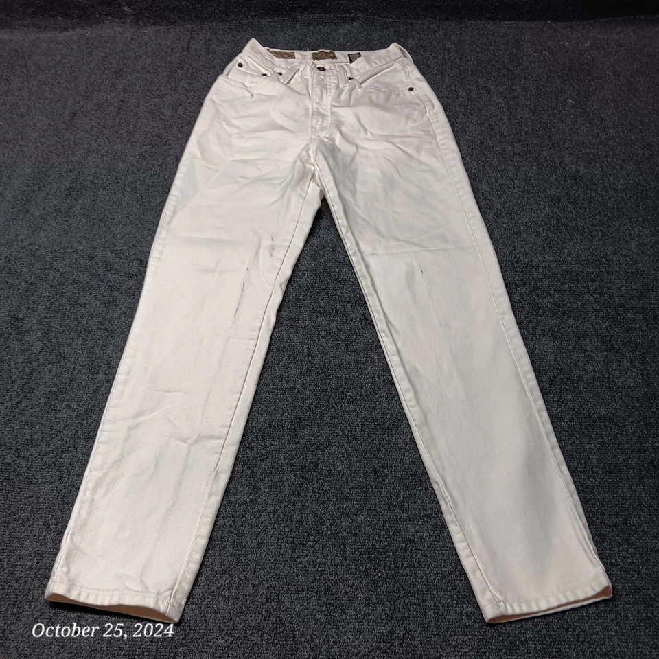 Pantalones de mezclilla Express vintage para mujer 6 blancos pierna recta tiro alto 24" cintura 30" entrepierna Foto 2 de 4