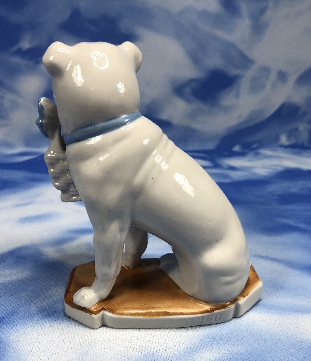 Antique Staffordshire Bulldog Figurine Basket of Puppies Dog