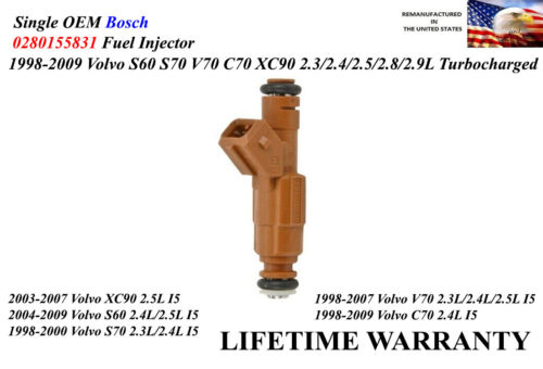 Single Fuel Injector OEM Bosch For 1998-2007 Volvo V70 2.3L/2.4L/2.5L I5