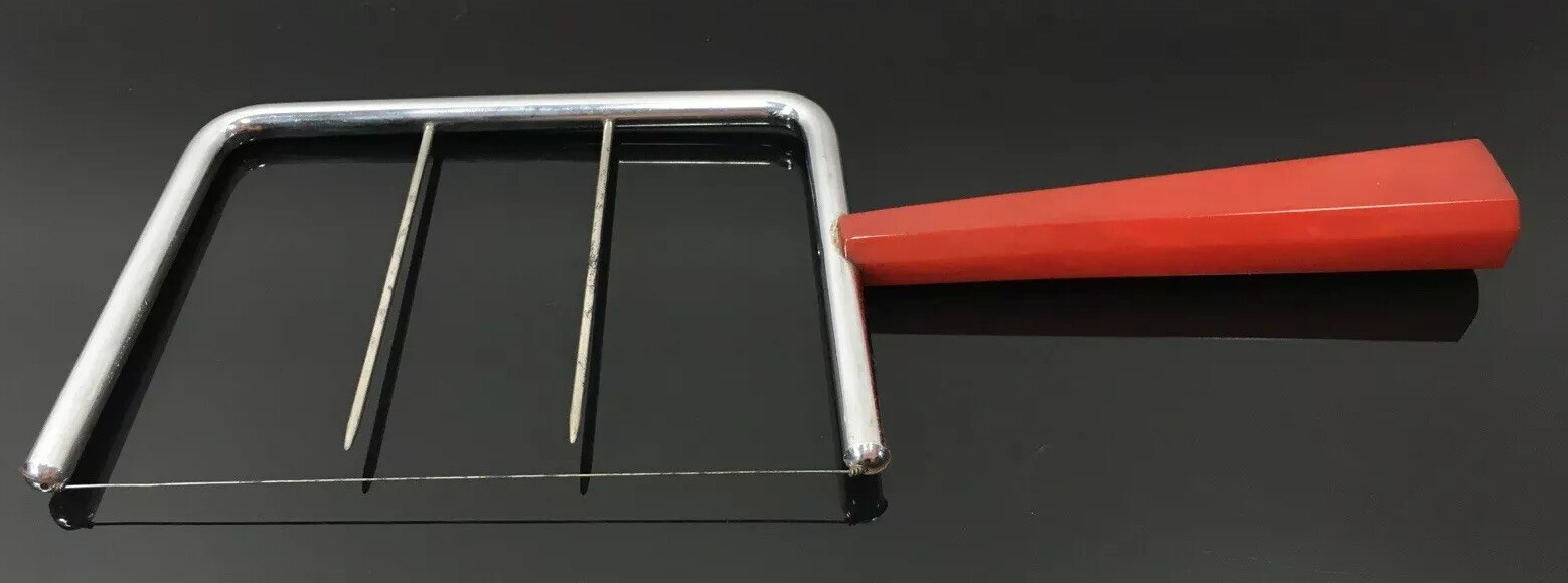 Vintage Cherry Red Bakelite Handle Cheese Slicer Kitchen Utensil 8 1/2