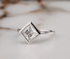 Classic Princess Cut White Simulated Sapphire Solitaire Style Ring In 935 Silver