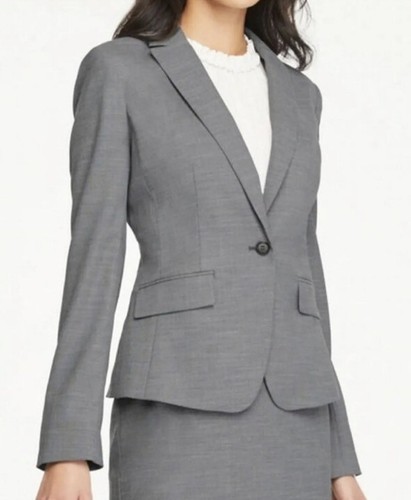 Neu ohne Etikett Ann Taylor grauer taillierter Blazer mit einem Knopf Größe 0