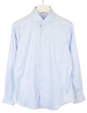 SUITSUPPLY Slim Fit Formal Shirt Men's LARGE Blue Cutaway Collar Button Up