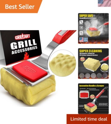 Heavy-Duty Bristle-Free BBQ Grill Cleaner with Removable Head & Bottle Opener
