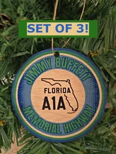 (3) SET OF 3 ASPEN ORNAMENTS (3" DIAMETER) JIMMY BUFFETT MARGARITAVILLE KEY WEST