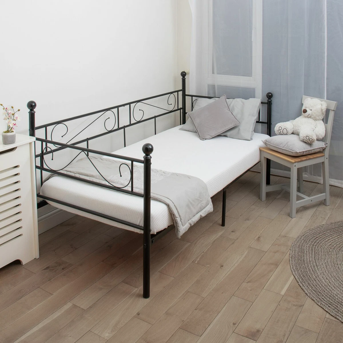 Metal Sofa Bed Frame. Black Day Bed Children s Kids 2 in 1 Bedroom Furniture