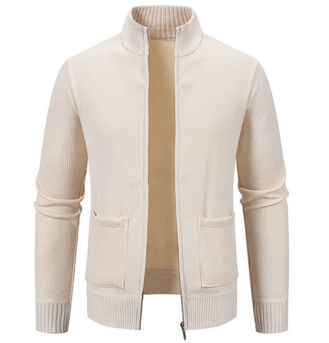 Hombres Cárdigan Tejido Chaqueta Ajustada Manga Larga Cremallera Informal Suéter Abrigo Chaqueta - Imagen 6 de 13
