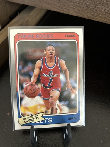 1988 89 Fleer Tyrone Muggsy Bogues NBA Rookie Card 13 Bullets NM MT 