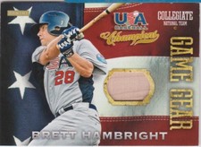 2013 USA Baseball Champions Game Gear Bats #7 Brett Hambright Bat Relic Card