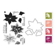 Hero Arts "POINSETTIA" Clear Stamps Frame Cuts Dies Mini Ink Pad Set Bundle