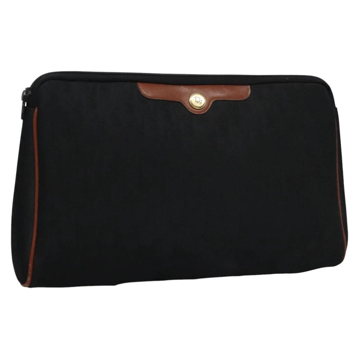 Sac pochette toile Christian Dior trotteur noir or authentique ti2911