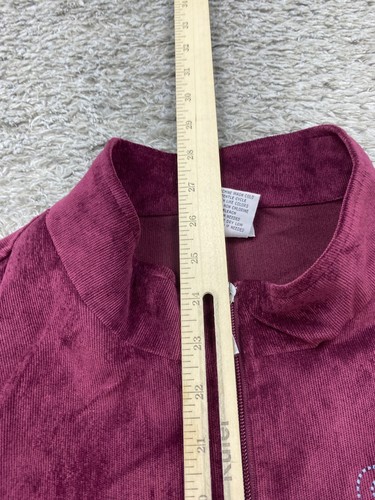 BonWorth Jacket Women Large Petite Burgundy Corduroy Full Zip Beaded Embellish - Picture 6 of 8