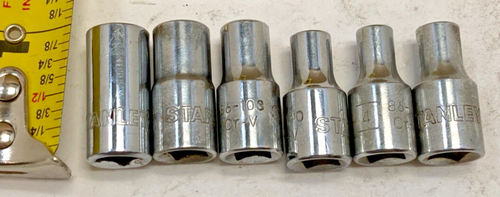 (6) Stanley ~ 1/4" Steckschlüssel ~ 8 mm, 7 mm, 6 mm, 5 mm, 4,5 mm, 4 mm
