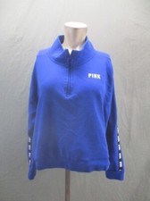 Victoria's Secret Size XS Womens Blue Cotton 1/2 Zip Warm Athletic Pullover 627