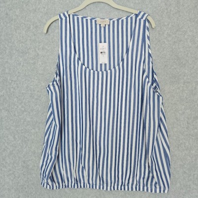 NWT LOFT Womens Size XL Sleeveless Blouse Tank Coastal Nautical Beach Resort
