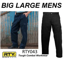 BIG LARGE Mens cargo combat trousers navy Blue RTY RTY043 RTY43 workwear work