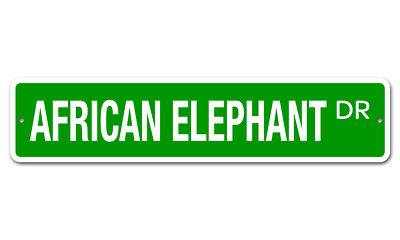 5044 SS African Elephant 4'' x 18'' Novelty Street Sign Aluminum