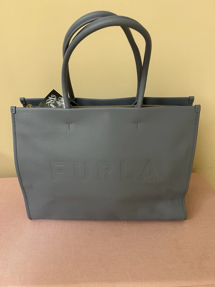 Bolso de Mano Furla Grande de Cuero Azul Nuevo con Etiquetas Foto 2 de 4