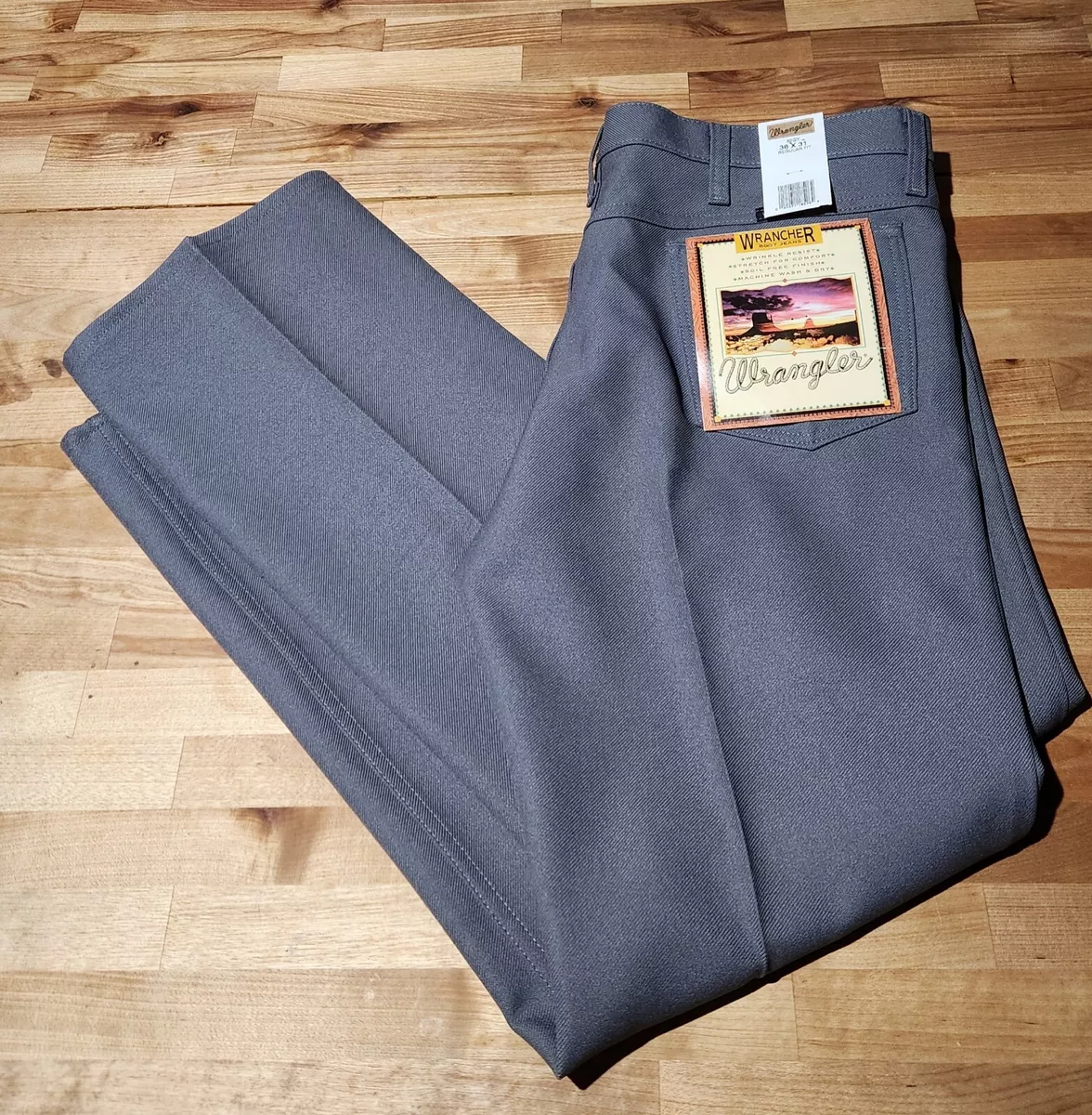 NWT Vtg Wrangler Wrancher Men s Gray Rancher Boot Cut Jeans Dress