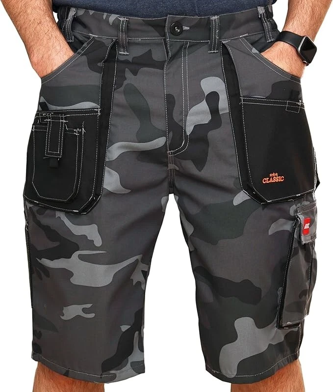 MORO CAMOU Combat SHORTS MEN WORK Half Elastic Waist Workwear Multipocket Cotton