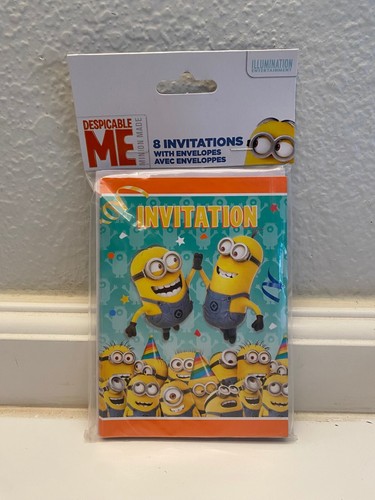 Despicable Me Minions Birthday Party Invitations w/Envelopes 8 count - 第 1/2 張圖片