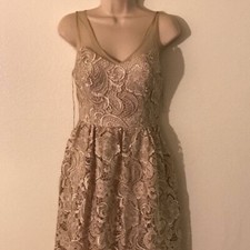 Adrianna Papell Sleeveless Lace Floral SAND SIZE 4 #234 NWT 
