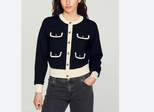 Sandro Paris Women's Cardigan Size 2 Knit SFPCA00764