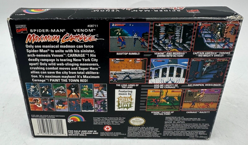 Maximum Carnage Spider-Man (Super Nintendo SNES) Complete CIB Box No Poster - Picture 4 of 16
