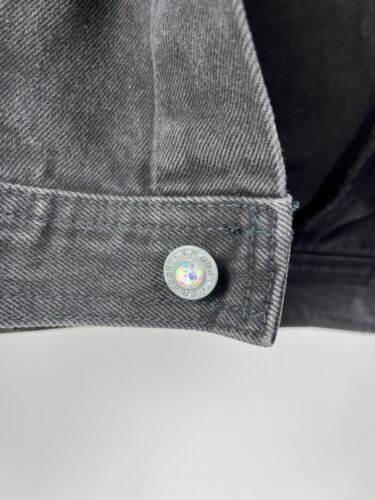 LA Gear Vintage Black Denim Cropped Women's Jacket Size Medium w Shoulder Pads - Picture 3 of 7