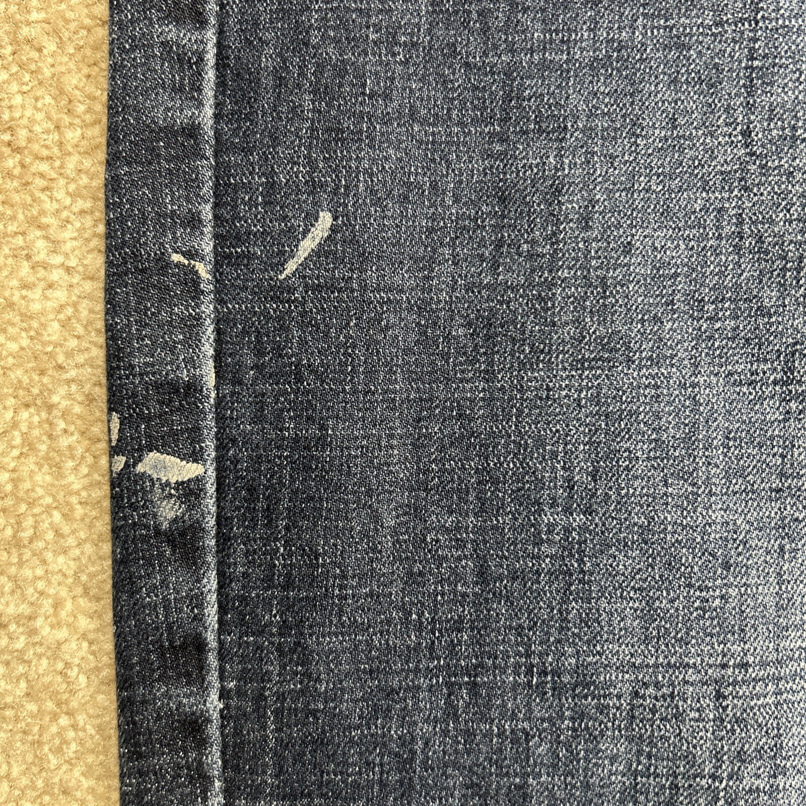 Platini Jeans Men's Sz 36x32 Blue Faded Whisker Studded Back Label Stretch EUC!