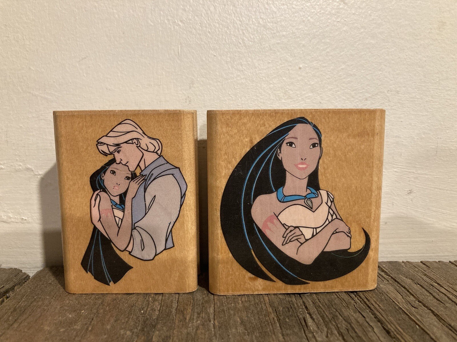 Lot 2 Vintage Pocahontas John Smith Rubber Stamps Stampede Disney