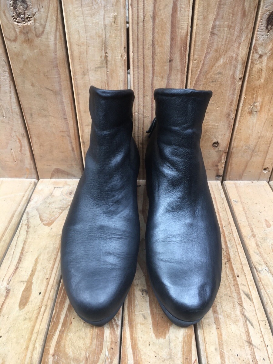 Trippen Black wedged women's leather zip up boots size EUR 38 USA