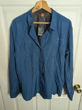 New Eddie Bauer Womens Top Blue Guide UPF 2.0 Long Sleeve Button Down Size Large