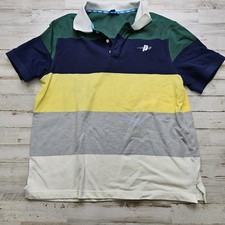Prince Pickleball Men's Polo Shirt Green/Navy Blue/Yellow Sz L