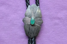 Vintage Hand Made Sterling Silver Turquoise Native American Cross Bolo Tie