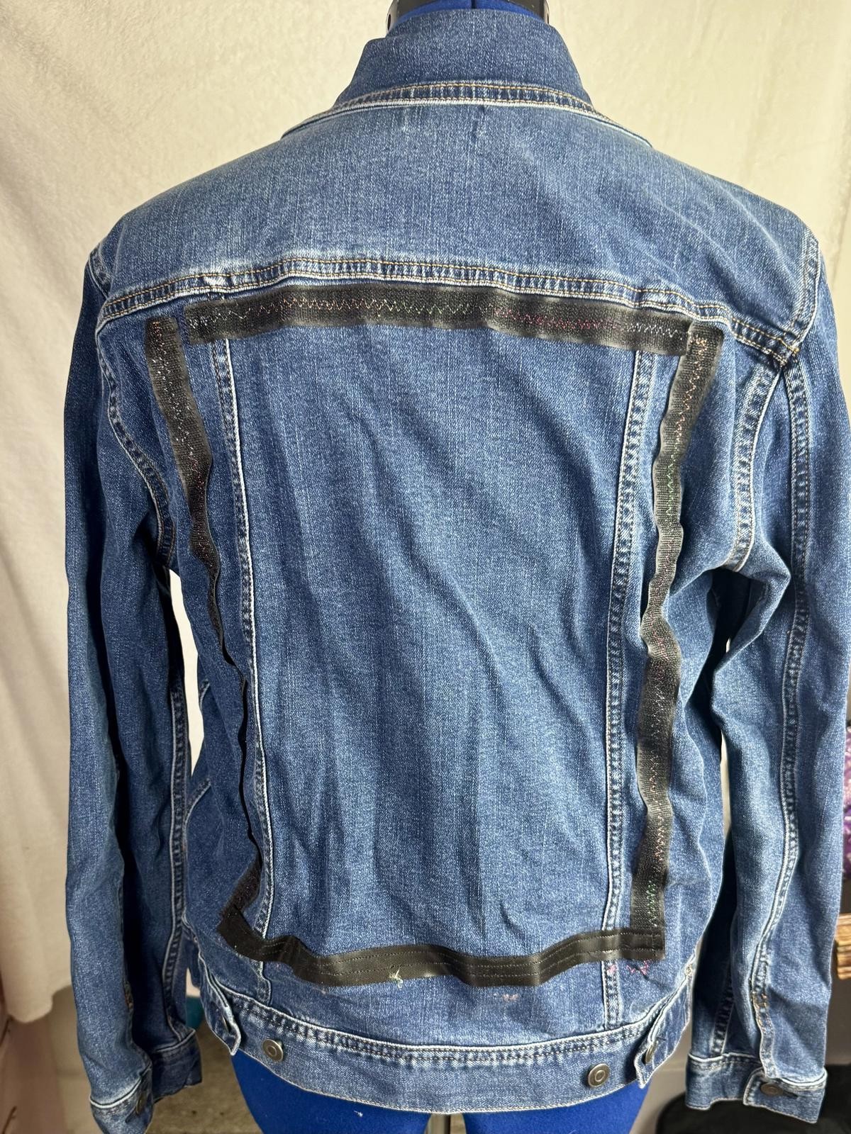two face threads changeable patch denim jacket bi… - image 4