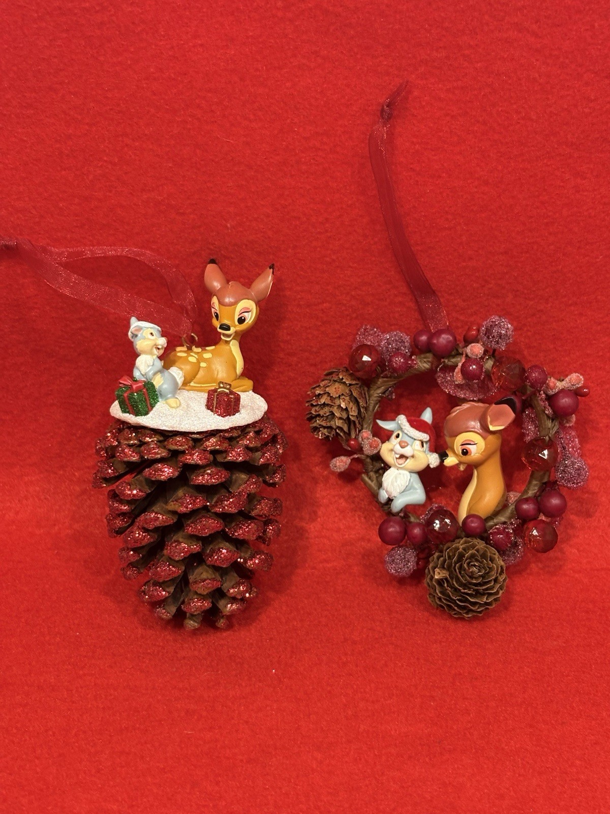 Disneyland Paris 2 X Bambi & Thumper Hanging Christmas Tree Decoration Disney