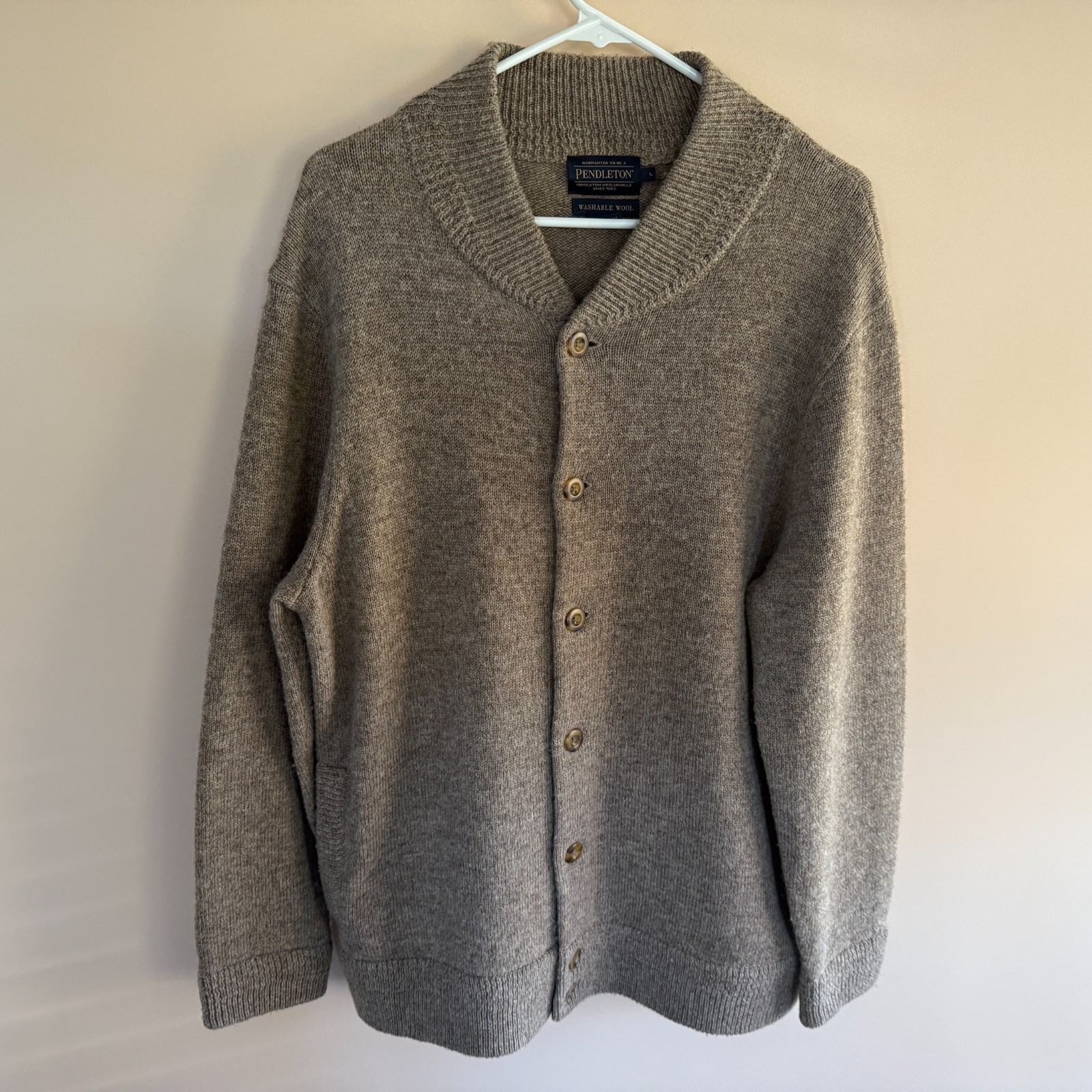 Pendleton Button Down Wool Cardigan Sweater Khaki Men's Size Large L