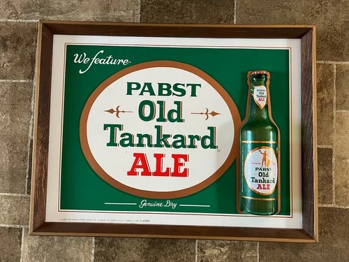 (VTG) 1970s Pabst Beer Old Tankard Ale 3-D Bottle Sign Game Room Man Cave Bar