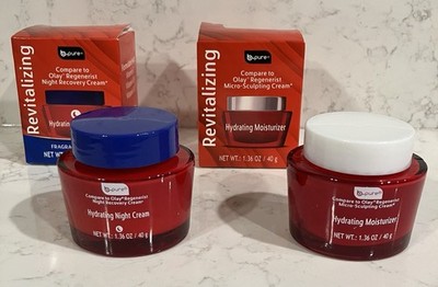 B Pure Revitalizing Hydrating  Moisturizer & Fragrance Free Night Cream 1.36 oz