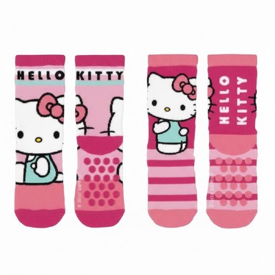 Hello Kitty 2 Pack Kids Socks Fluffy Anti Slip Multicoloured