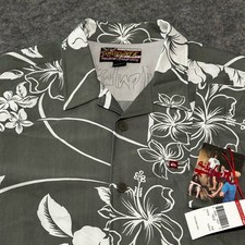 NEW Deadstock Vtg 90s Quiksilver Hawaiian Boardriding Shirt Mens L Green Floral