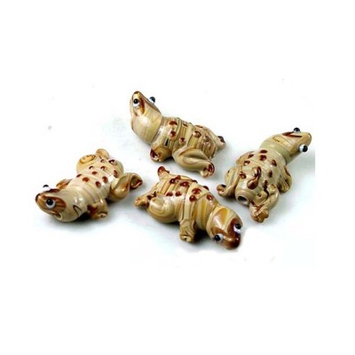 4 Handmade Lampwork Glass Beige Lizard Frog Beads 30x16mm