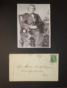 ALEXANDER H. STEPHENS Autographed Self-Addressed Envelope, "CSA Vice President!"