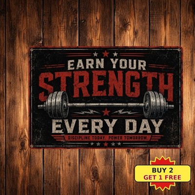 Fitness Exercise Club Sign Gym Motivational Workout Room Decor Metal Plaque Art
