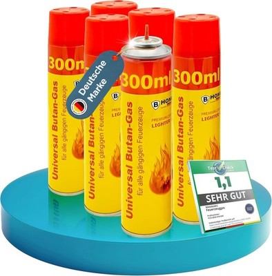 MAGNUM  6xFeuerzeuggas [inkl. 4 Adapter]   Premium Nachfüllgas für Gasfeuerzeug