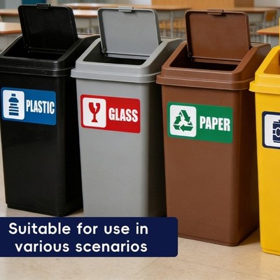 Colorful Public Area Trash Sorting Sticker PVC Decal Waste Sorting Bin Label Set